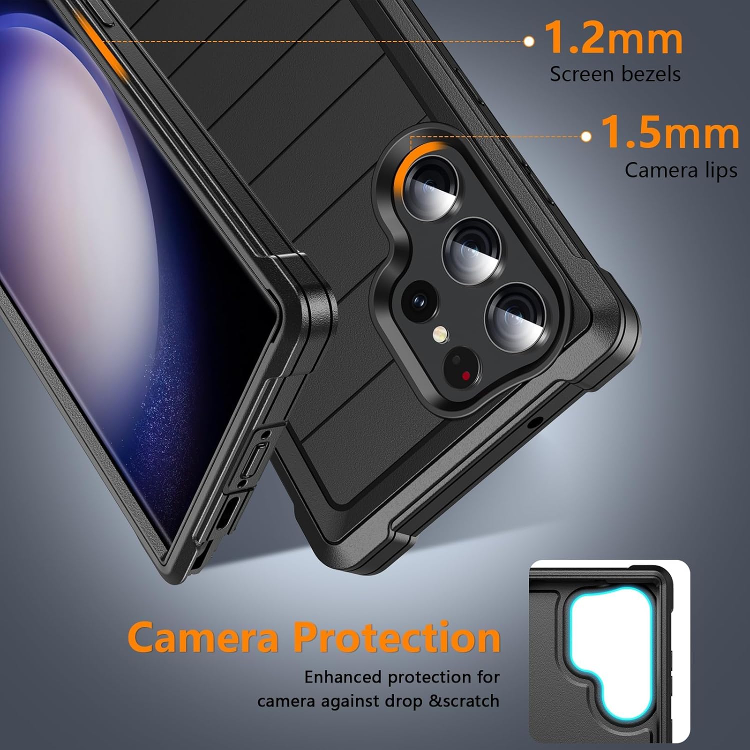 Thumbnail 3 de Hensinple S23 Ultra Case: Heavy-Duty 15FT Drop Protection for Galaxy S23 Ultra