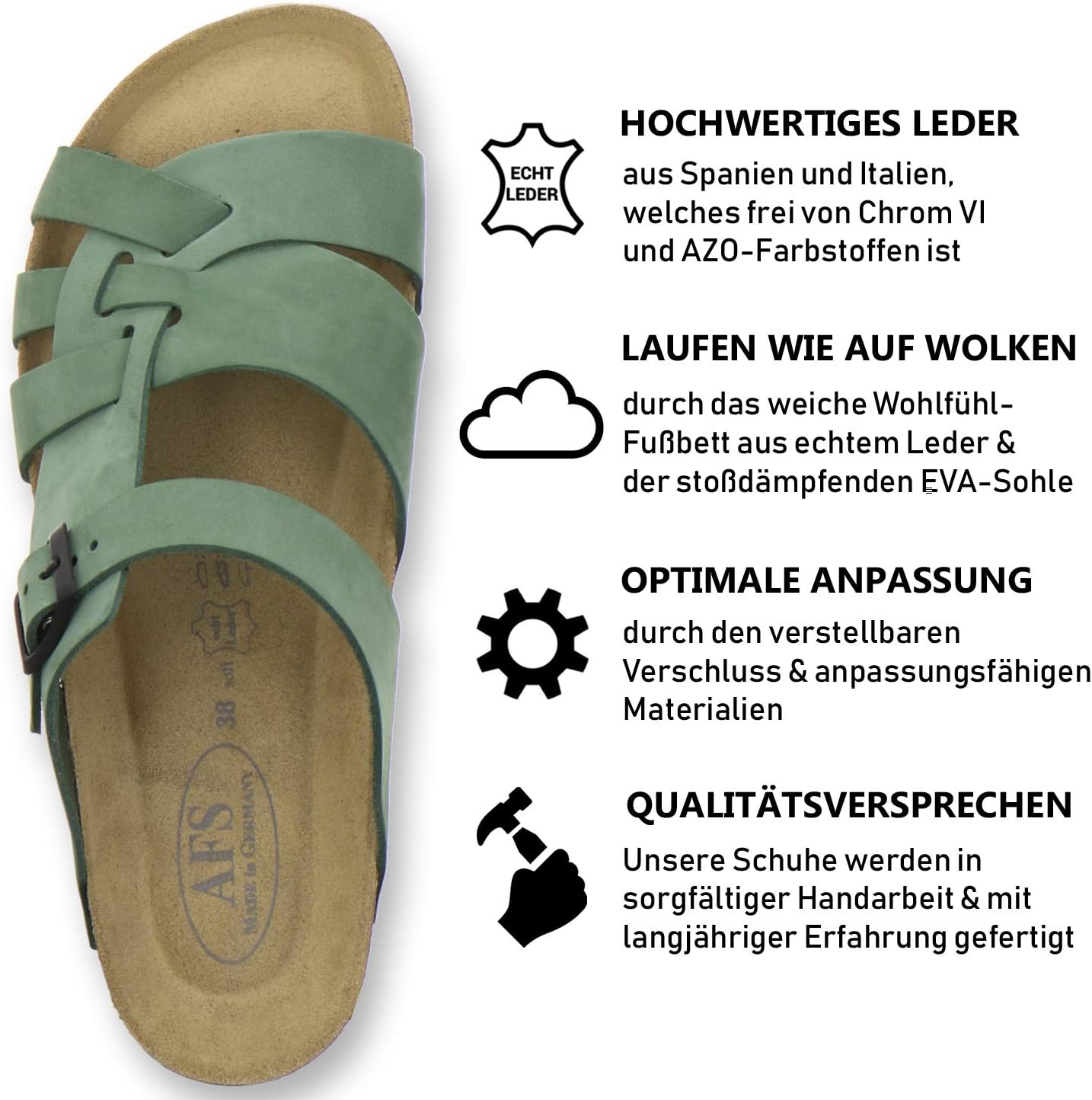 Thumbnail 1 de AFS-Schuhe Pantoletten Echtleder verstellbar 👡