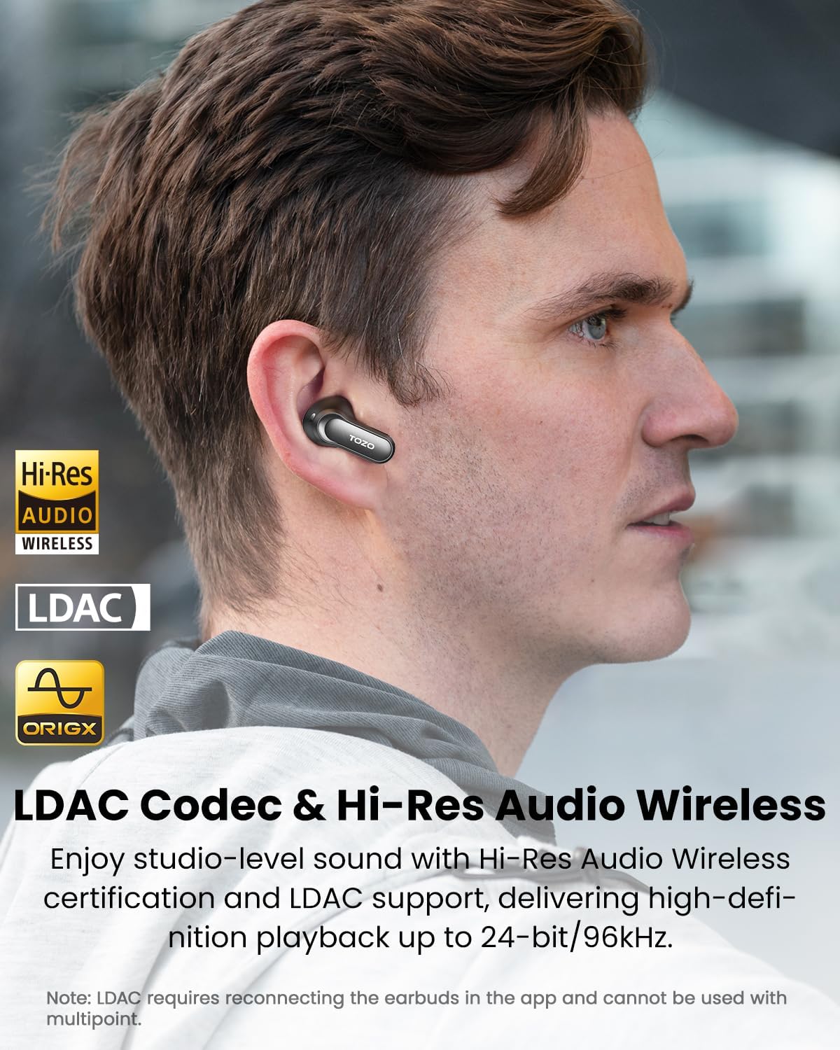 Thumbnail 1 de TOZO NC20 Pro kabellose Bluetooth-Kopfhörer mit ANC, LDAC und Smart-Touchscreen-Ladecase (IPX8, Gaming-Modus)