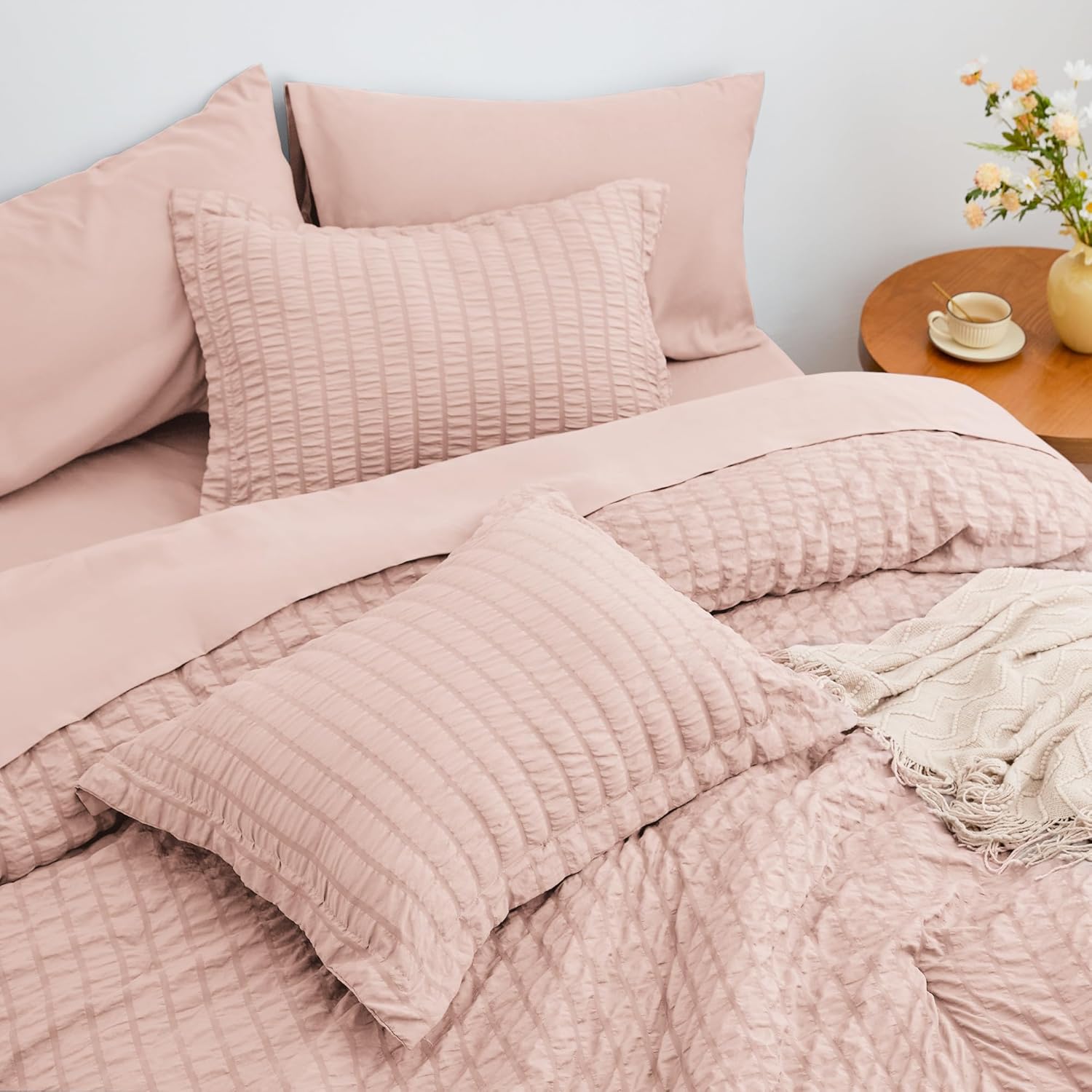 Thumbnail 5 de Love's cabin Seersucker 5-piece Comforter Set