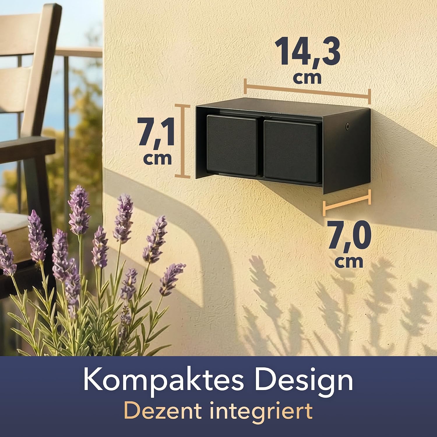 Thumbnail 6 de ledscom.de Außensteckdose 2-fach STEDDA, IP44, Edelstahl schwarz (waagerecht) – für Garten & Terrasse