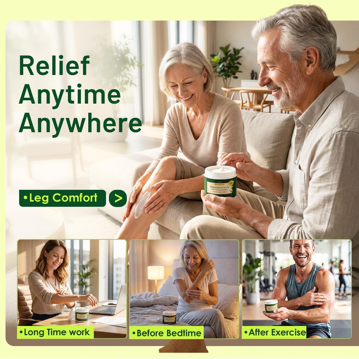 Detalle de Acolye Total Relief Magnesium Cream with Arnica, 8% Magnesium Chloride, MSM & B6