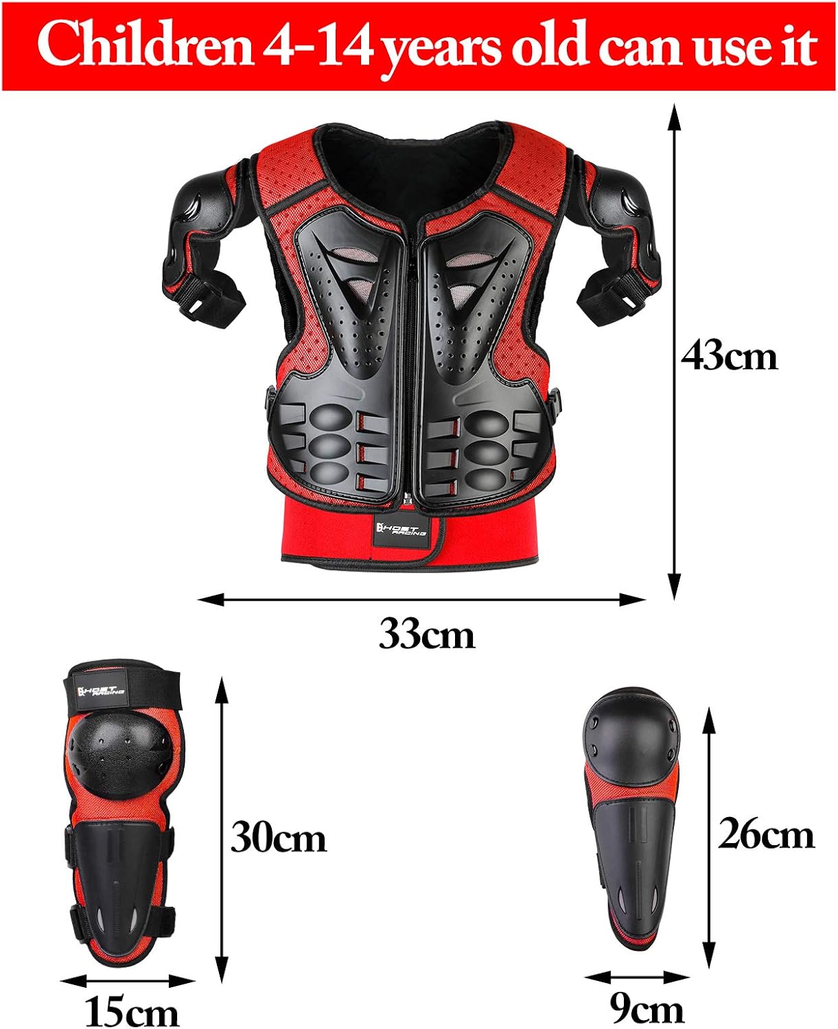Detalle de Youth Dirt Bike Armor Set by JUSTDOLIFE — 5-Piece Kids Motorcycle Protective Gear