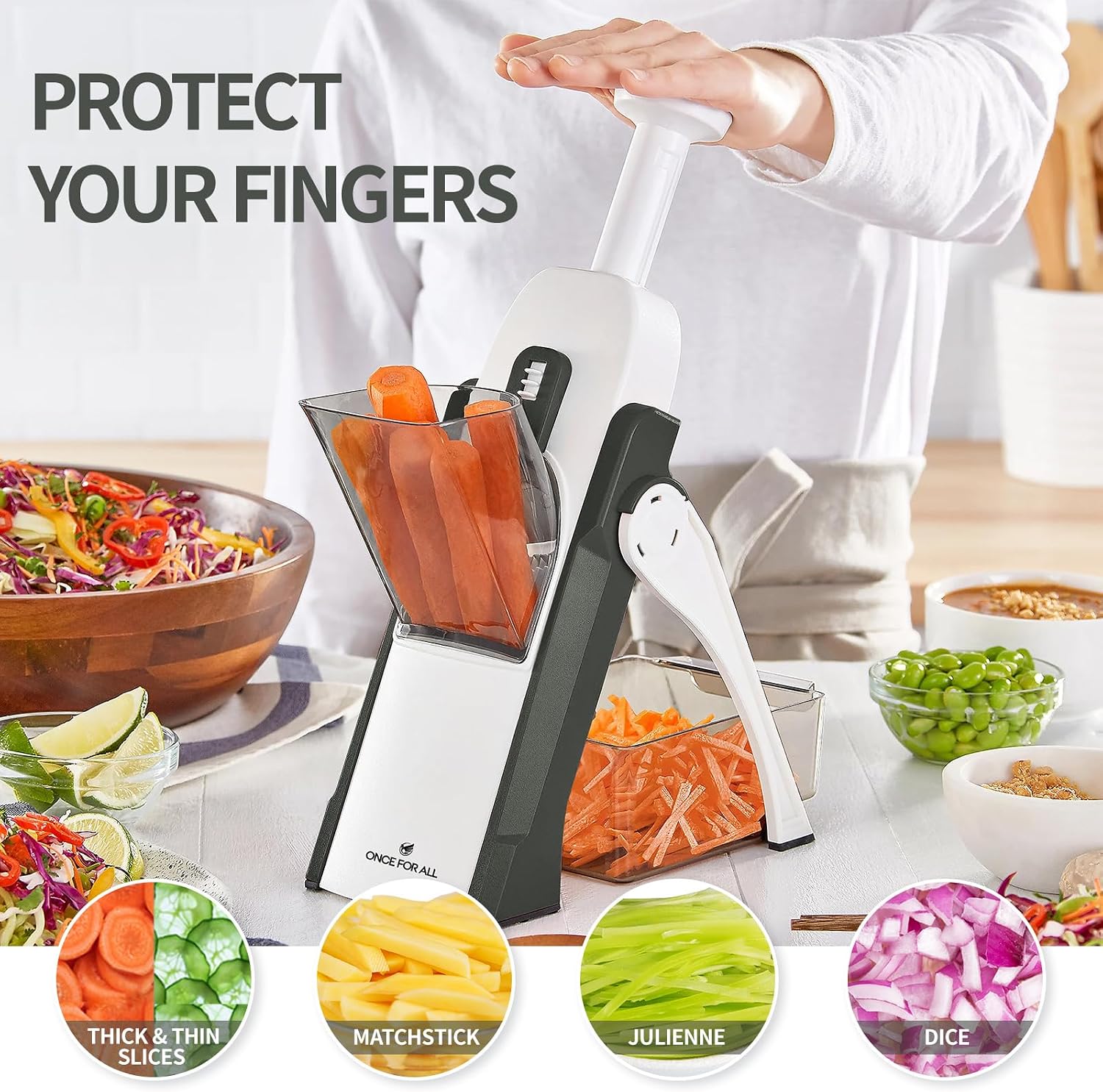Thumbnail 1 de ONCE FOR ALL Upgrade Safe Mandoline Slicer Plus: Adjustable Dark Gray Vegetable Slicer