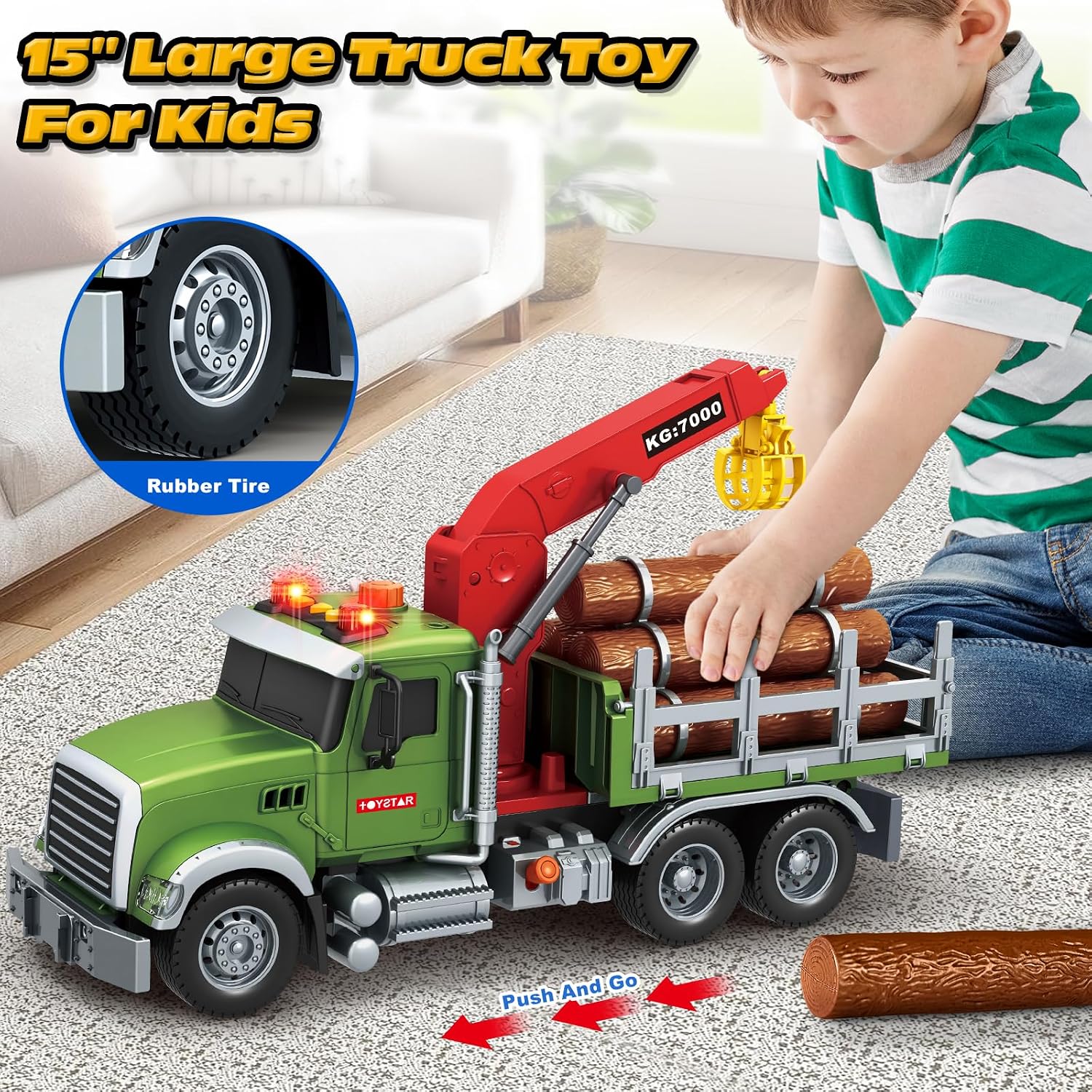 Thumbnail 4 de 15" Farm Logging Truck Toy
