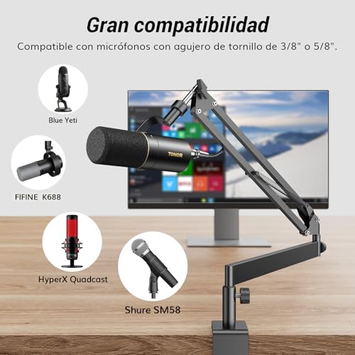 Detalle 2 de TONOR T20LP: Brazo/Soporte de micrófono de perfil bajo para mesa, 360° y 90° de ajuste