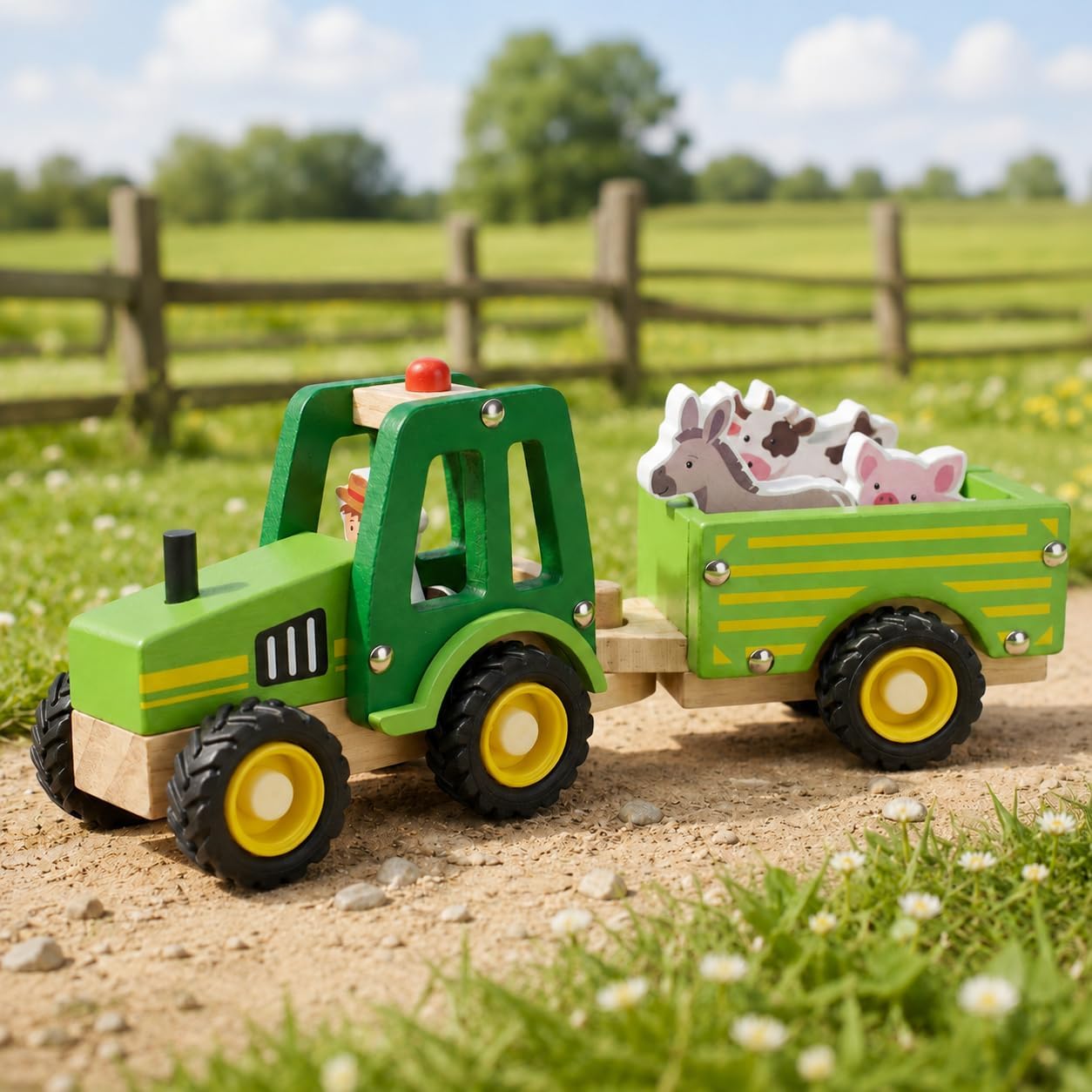 Thumbnail 2 de Jaques of London Wooden Tractor Toy – Red Tractor for Toddlers