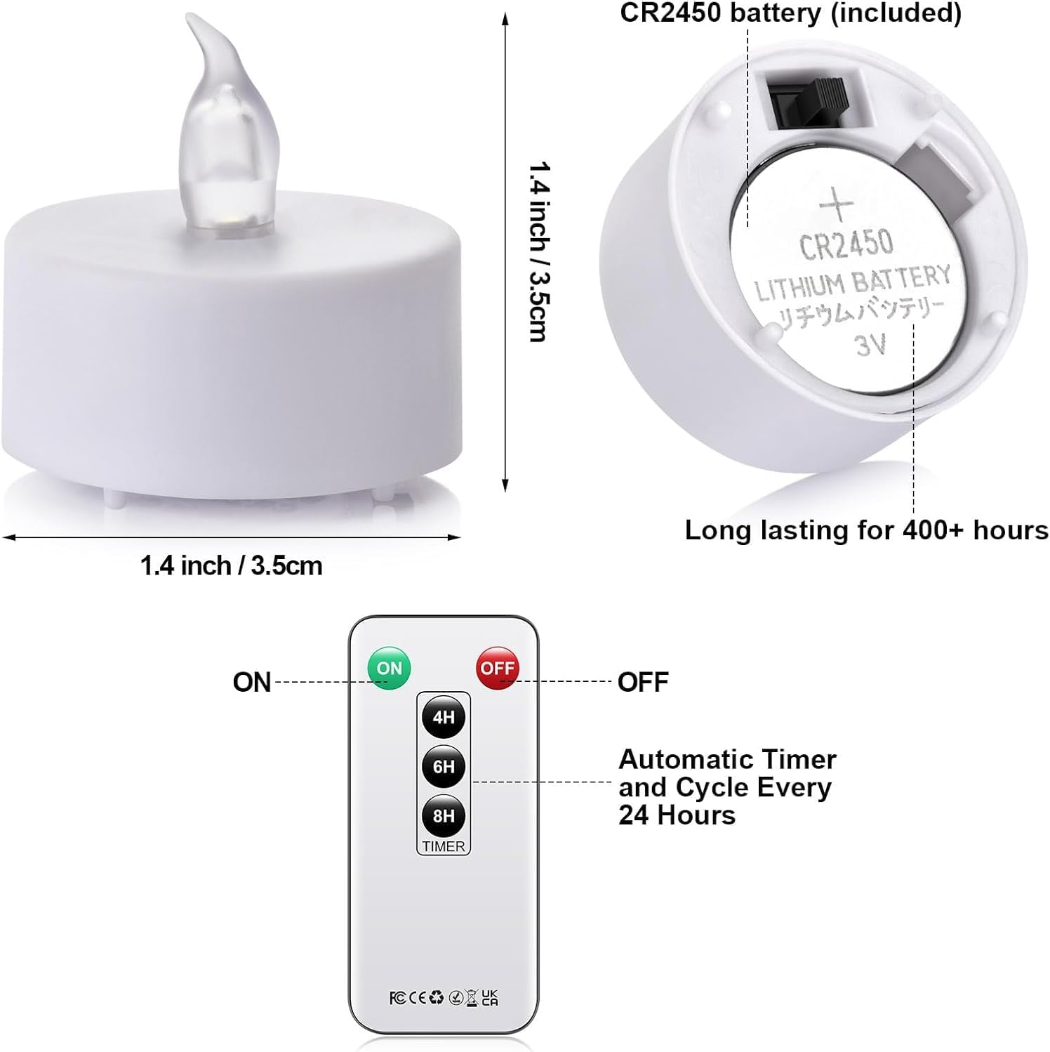 Detalle de Nancia LED Teelichter mit Fernbedienung und Timer (Warmgelb, 24er-Set)