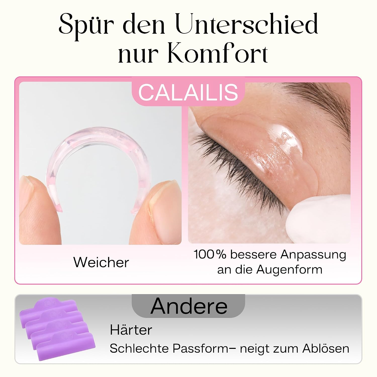 Detalle de CALAILIS Selbstklebende Silikon Wimpernlifting Pads – 5 Größen, wiederverwendbar