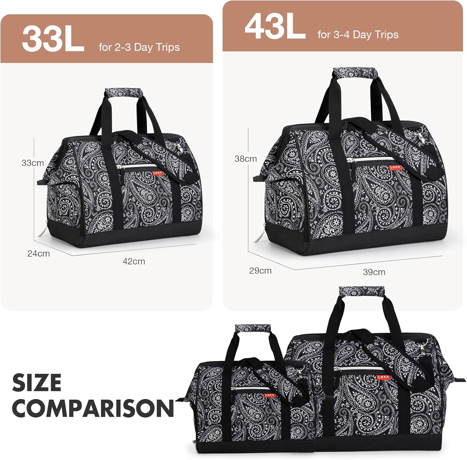 Thumbnail 2 de Lekesky Weekend Overnight Bag 33L with Top Opening and Shoe Compartment
