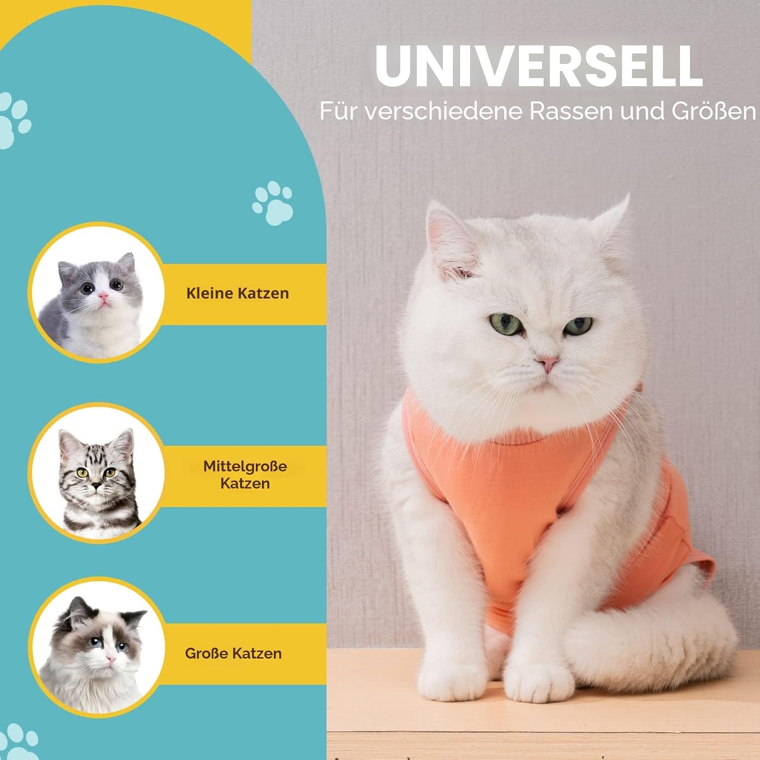 Detalle de Avont Katzenbody nach OP Erholungsanzug aus Modal – komfortable Genesung für Katzen nach Bauchoperationen, Kastration oder dermatologischen Eingriffen