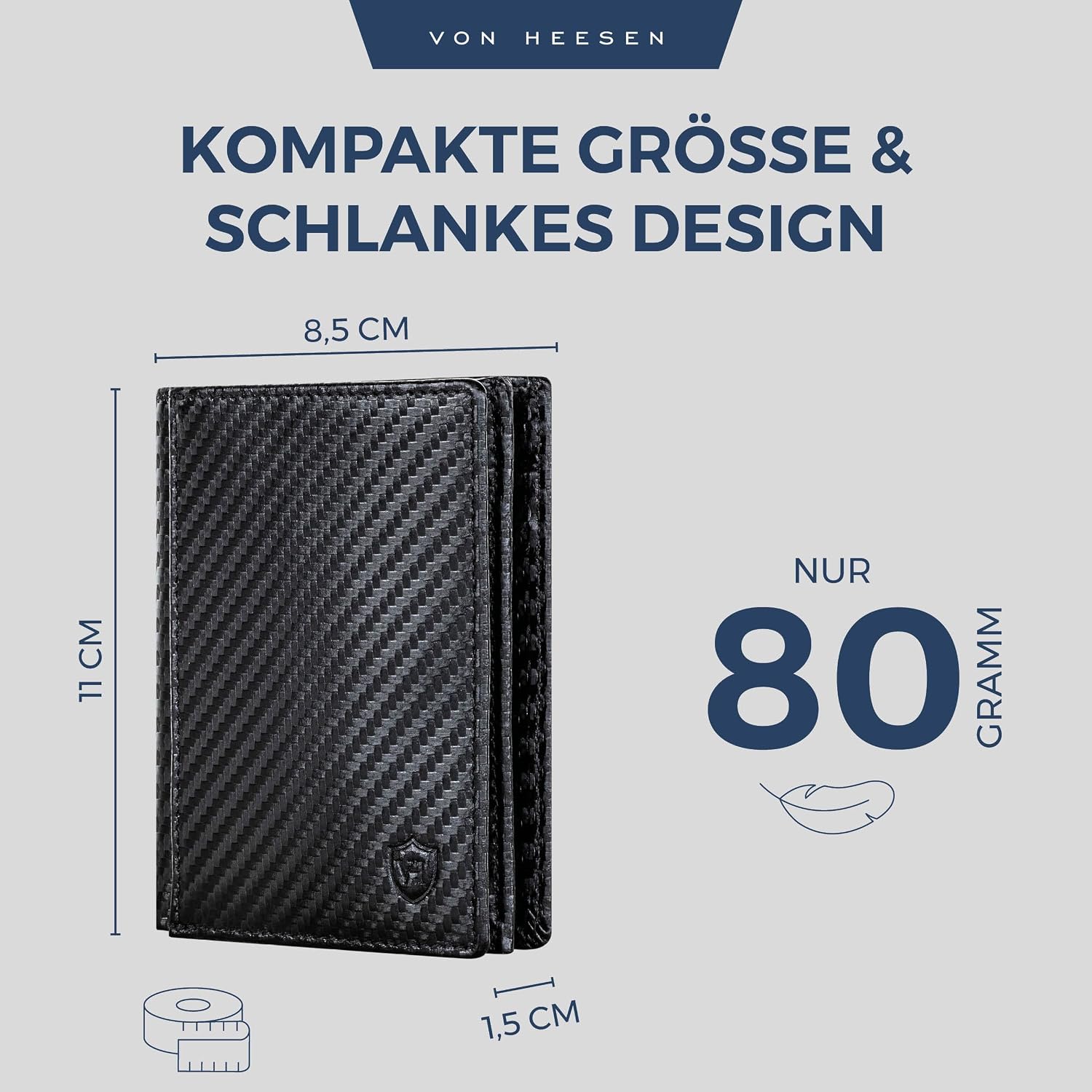 Thumbnail 3 de VON HEESEN Leder-Geldbörse mit RFID 11 cm
