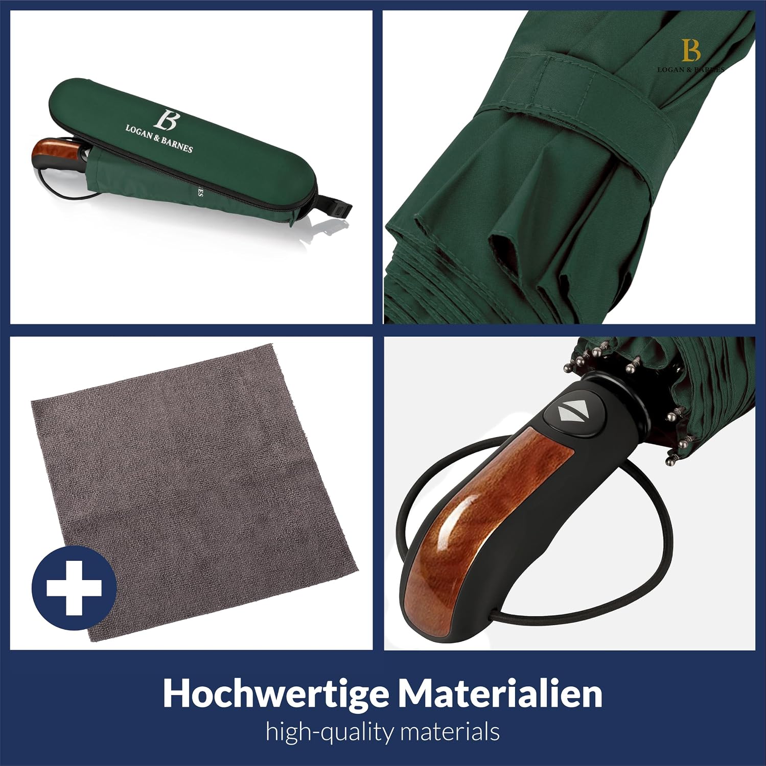 Detalle de LOGAN & BARNES Glasgow Taschenschirm 140 km/h