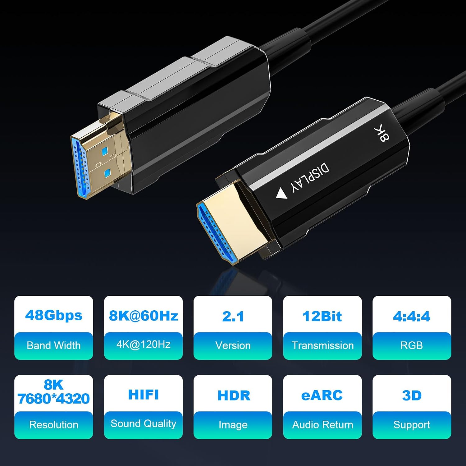 Detalle 2 de RUBMUD 8K HDMI 2.1 Cable 15ft for 8K TVs