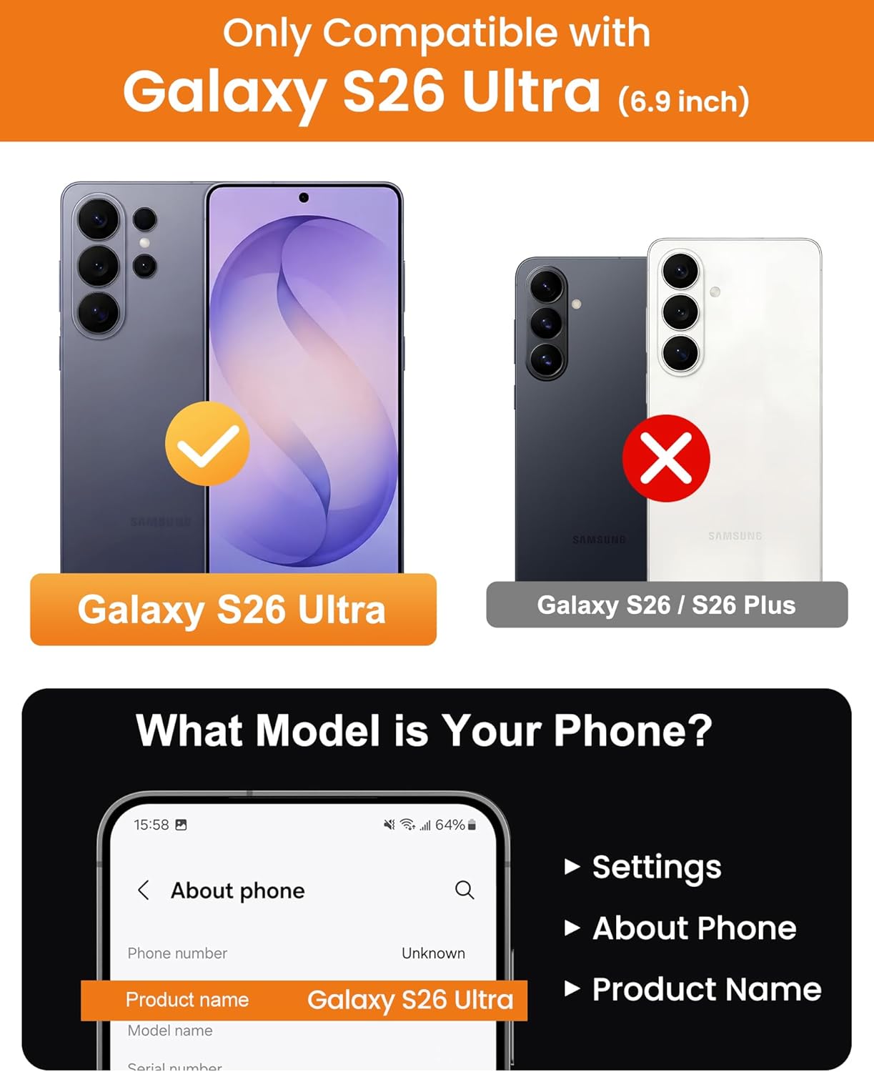 Thumbnail 1 de SIXBOX Magnetic Case for Samsung Galaxy S26 Ultra with Kickstand and Tempered Glass Screen Protectors (Clear)