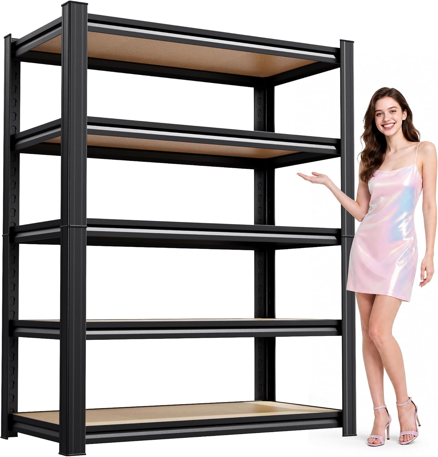JOJUOU 5-Tier Adjustable Garage Shelving with Metal Frame and MDF Panels