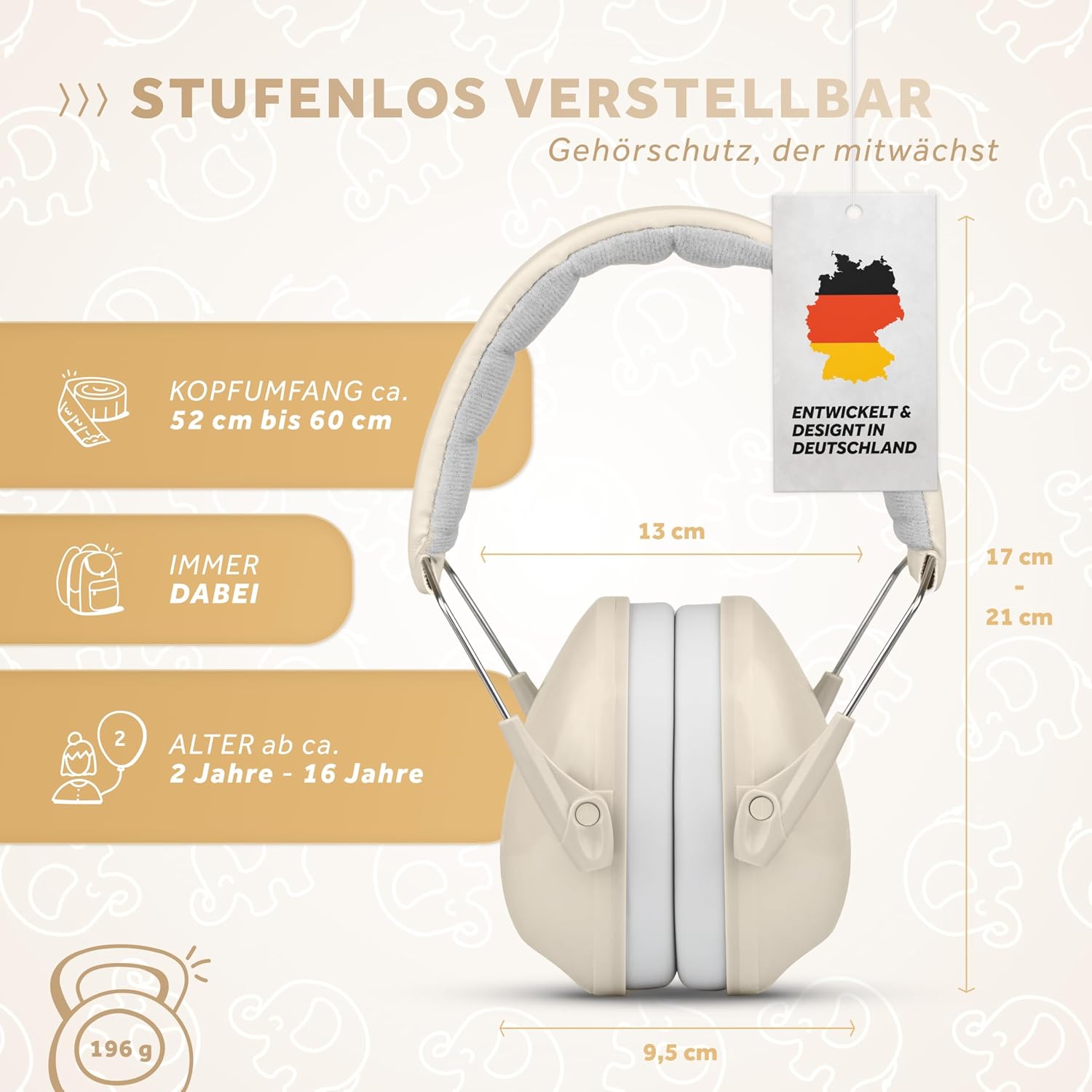Detalle de Schallwerk Kapselgehörschutz Kiddies Sandy Beige – Gehörschutz für Kinder