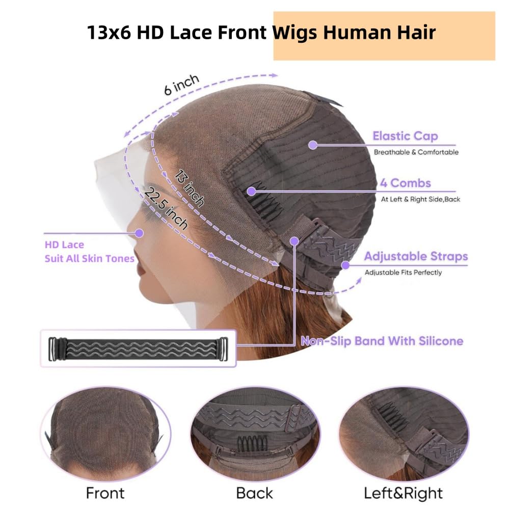 Detalle de Sunelk Honey Blonde Ombre Lace Front Wig (Human Hair, 13x6 HD Lace, 200% Density, Body Wave)
