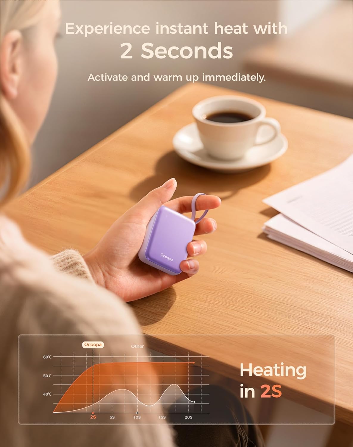 Thumbnail 2 de OCOOPA UT5 Nano Hand Warmer: Ultra-Slim, Rechargeable with Smart Temp Control