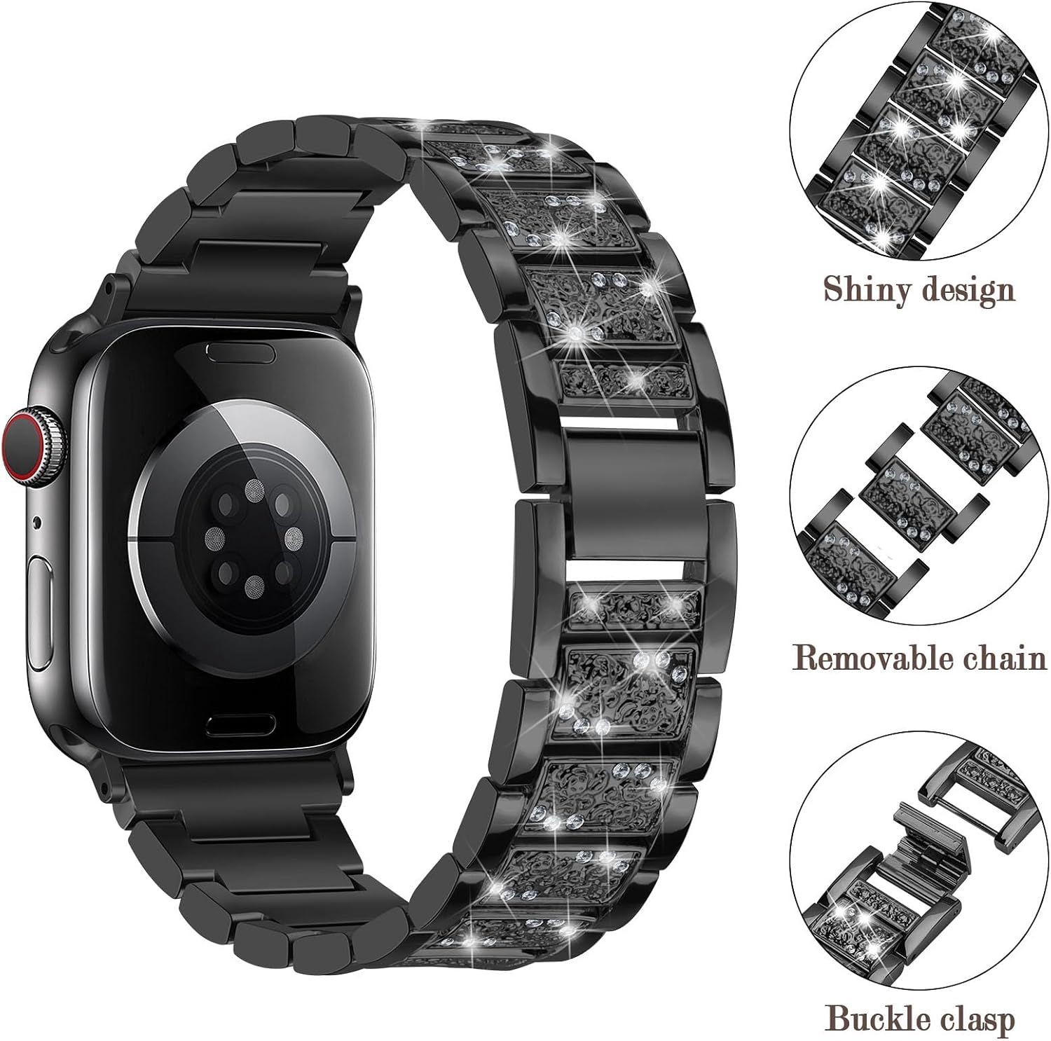 Detalle de Sixmoat Bling Diamond Metal Strap for Apple Watch ๐