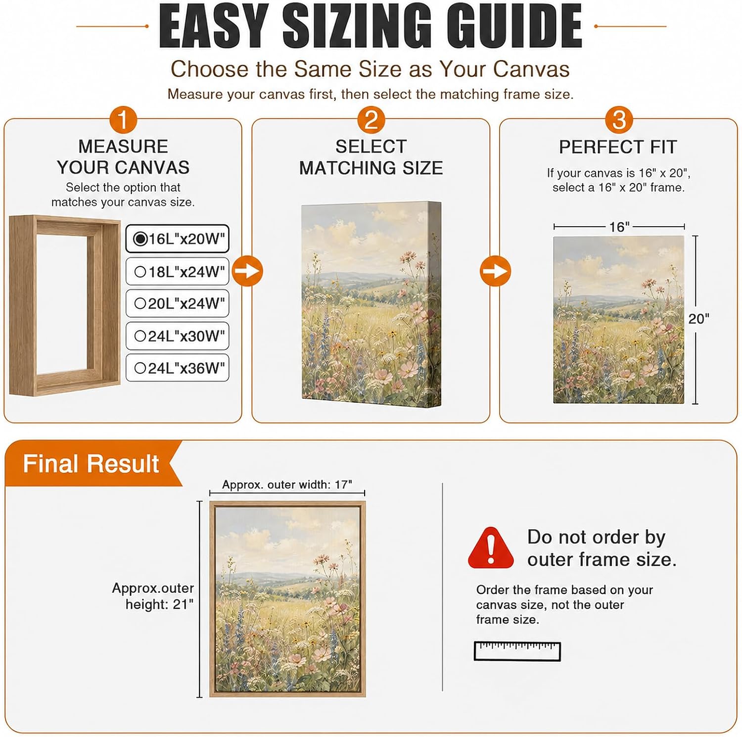 Detalle 2 de Sunwes 11 x 14 Canvas Floater Frame, Light Oak Wood-Look, 1–1.25-Inch Canvas