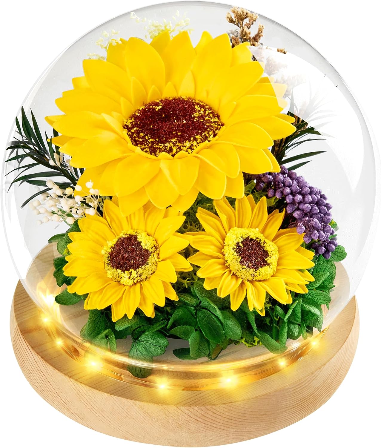 Detalle de JIGQGY Sunflower Glass Dome LED 1️⃣🌻