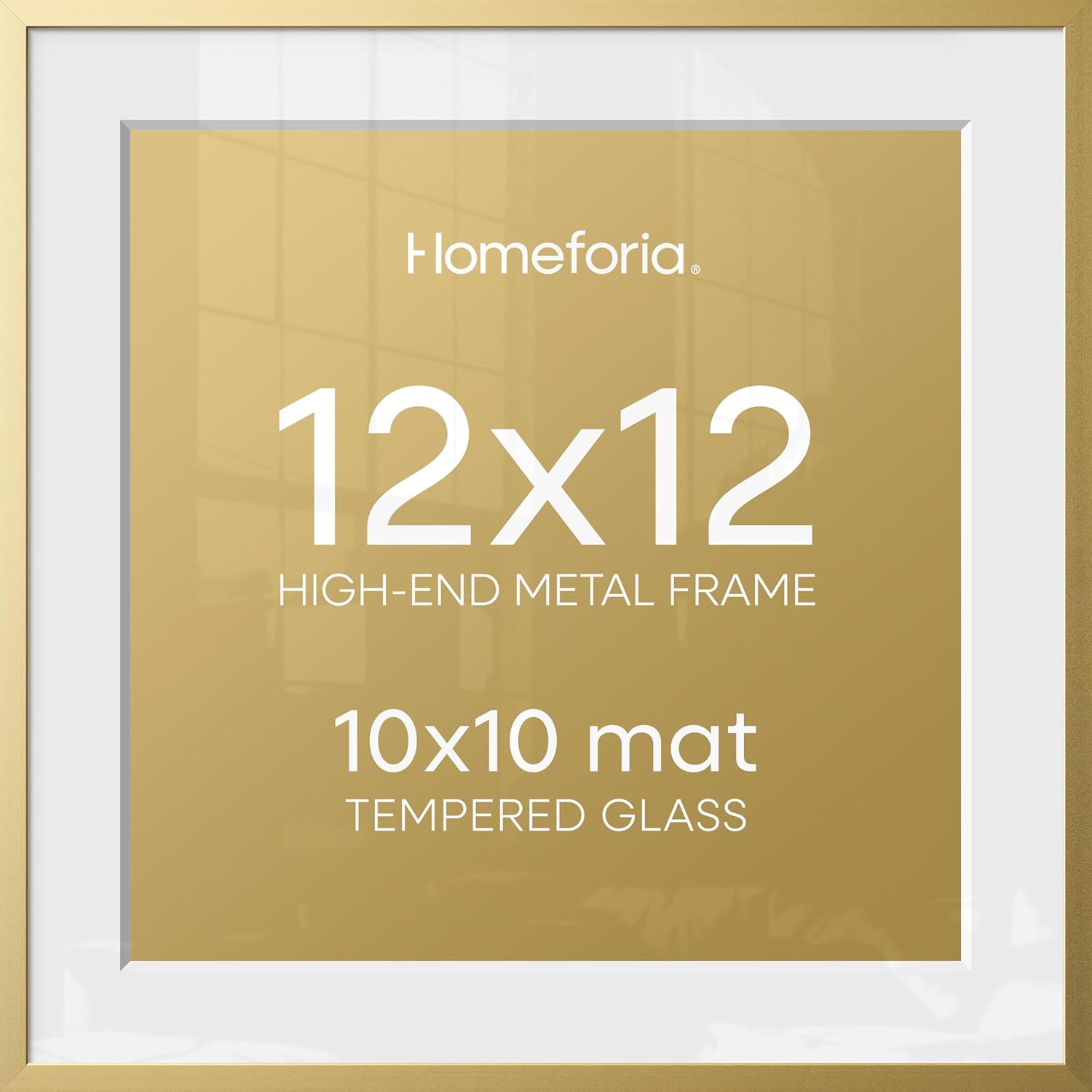Detalle de Homeforia 12x12 Gold Picture Frame with Mat (12x12 Frame, 10x10 Mat)