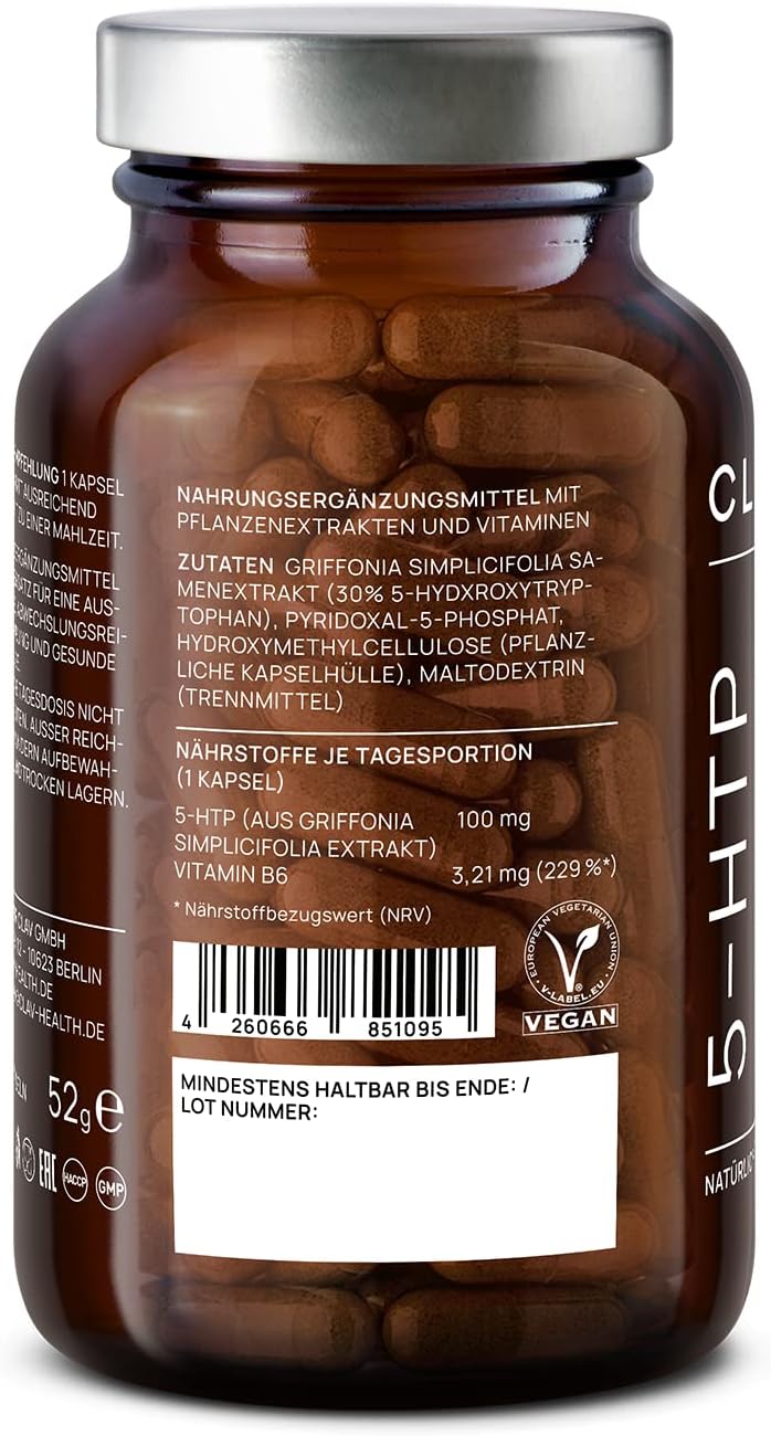 Thumbnail 6 de CLAV® 5-HTP Kapseln hochdosiert mit Vitamin B6 – 120 Kapseln à 100 mg