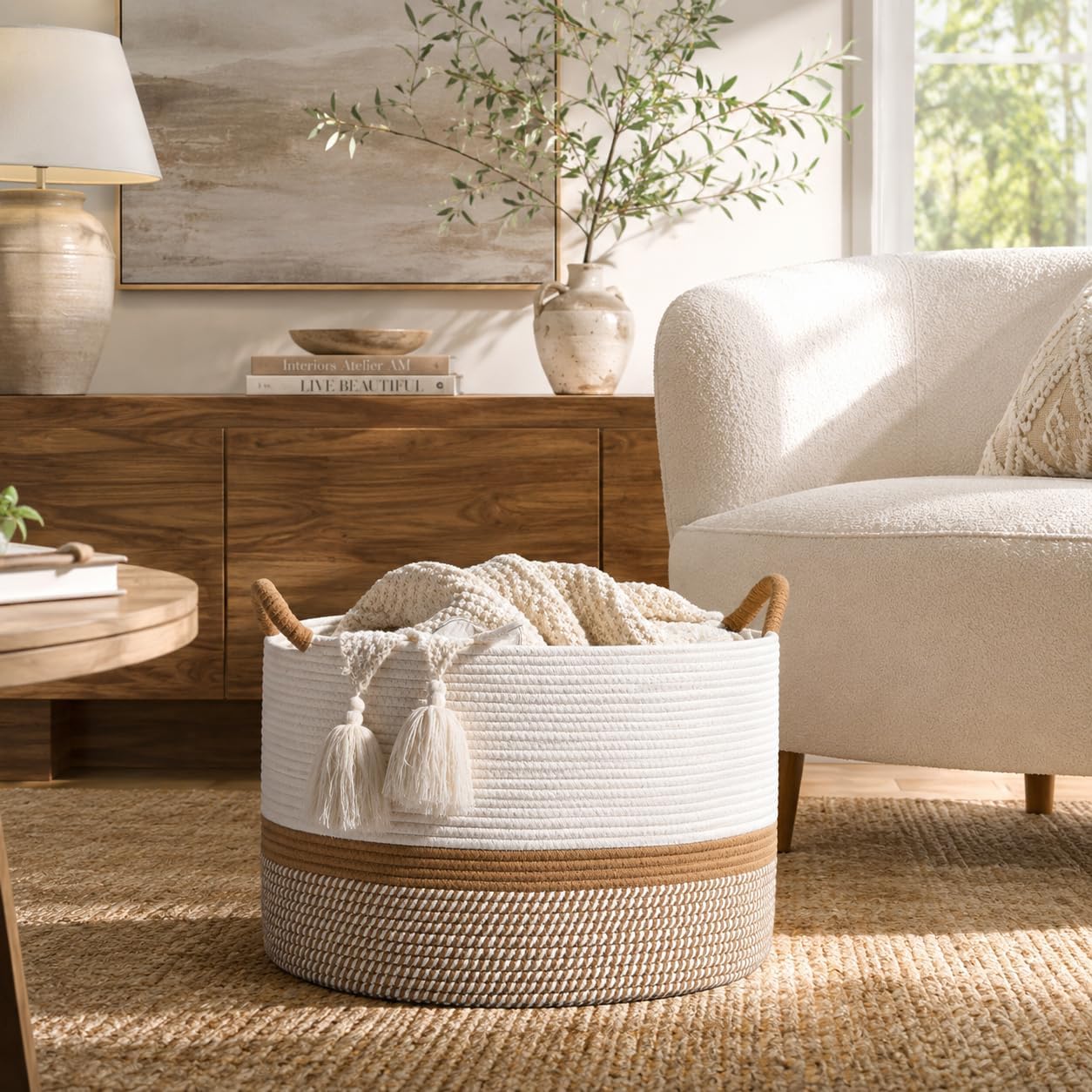 Thumbnail 2 de KAKAMAY Large Blanket Basket 20x13"