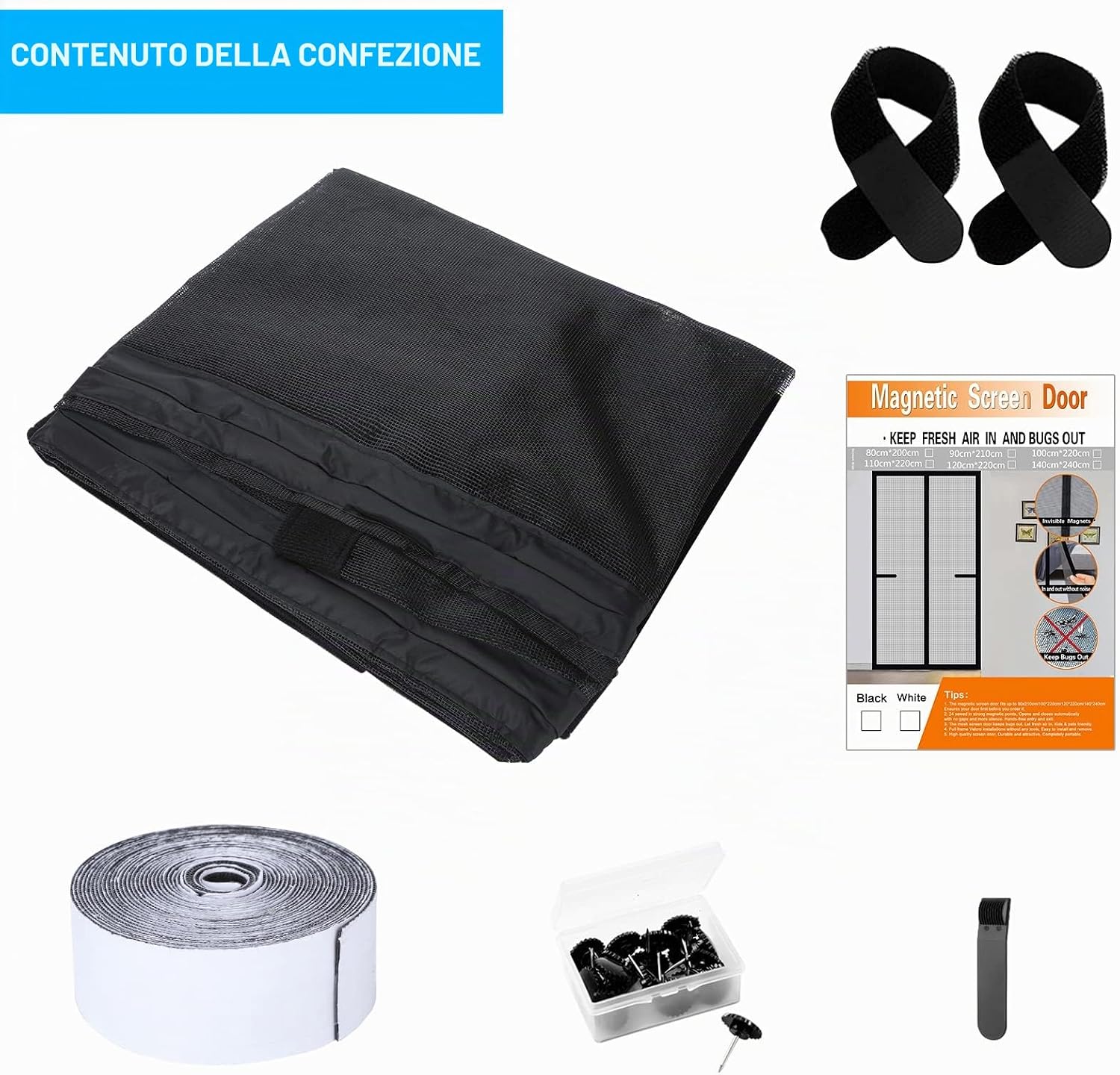 Thumbnail 6 de Zanzariera Magnetica Per Porte 100x220 cm Fibra di Vetro Nero
