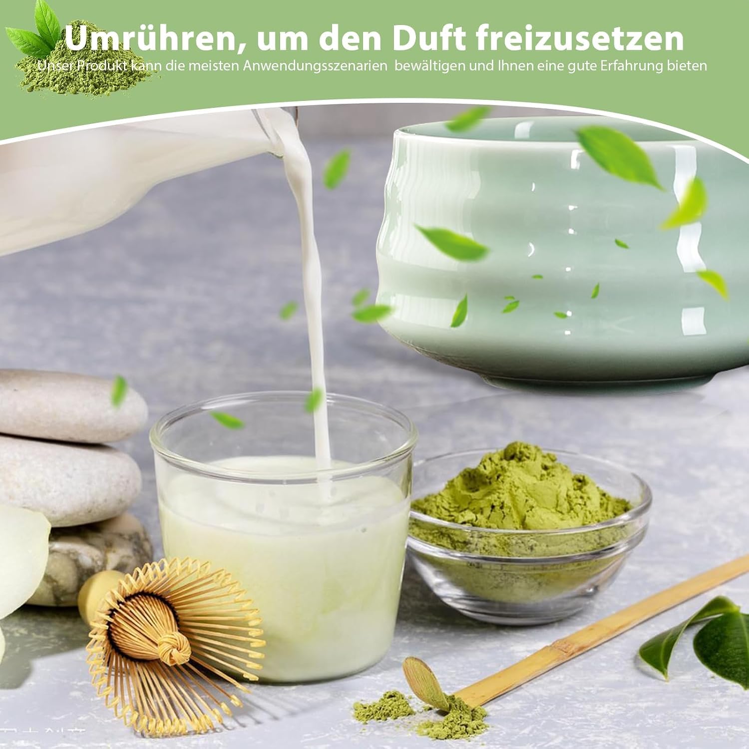 Detalle 1 de HOSPAOP HF-4ST2 matcha-set met bamboe-garde en keramische kom