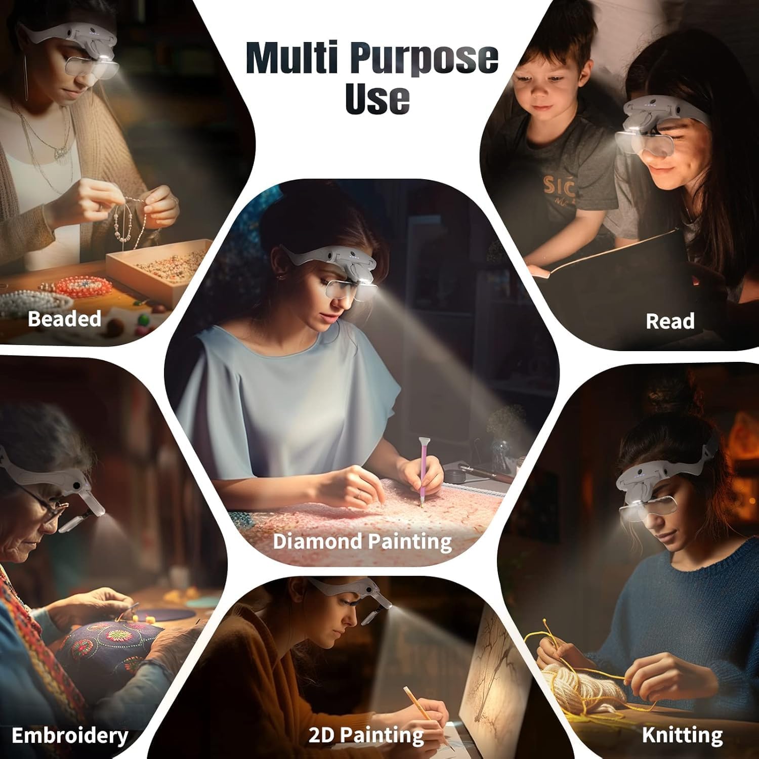 Thumbnail 4 de ARTDOT Magnifying Glasses 5x with LED lights