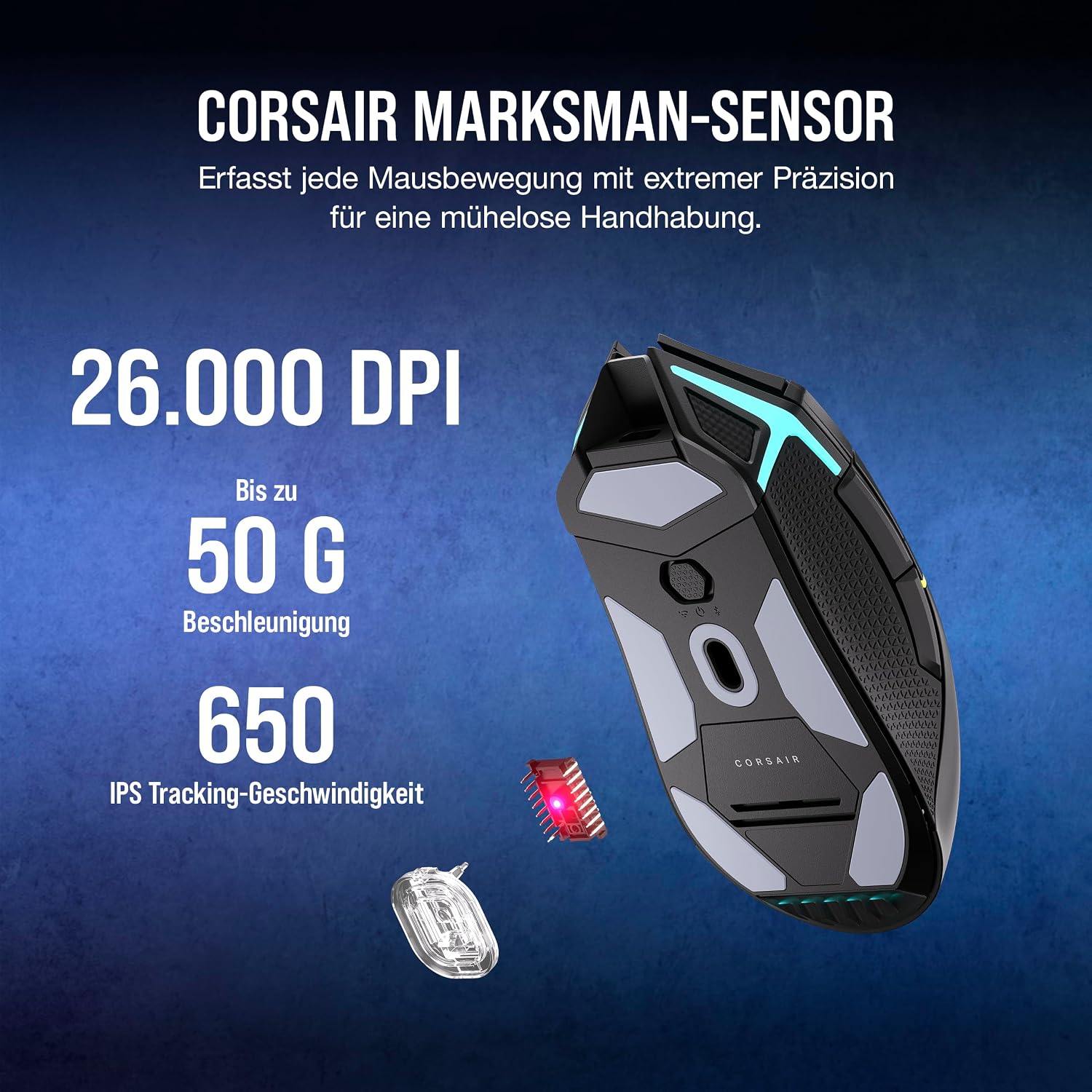 Detalle 2 de Corsair NIGHTSABRE 26.000 DPI Wireless Gaming-Maus