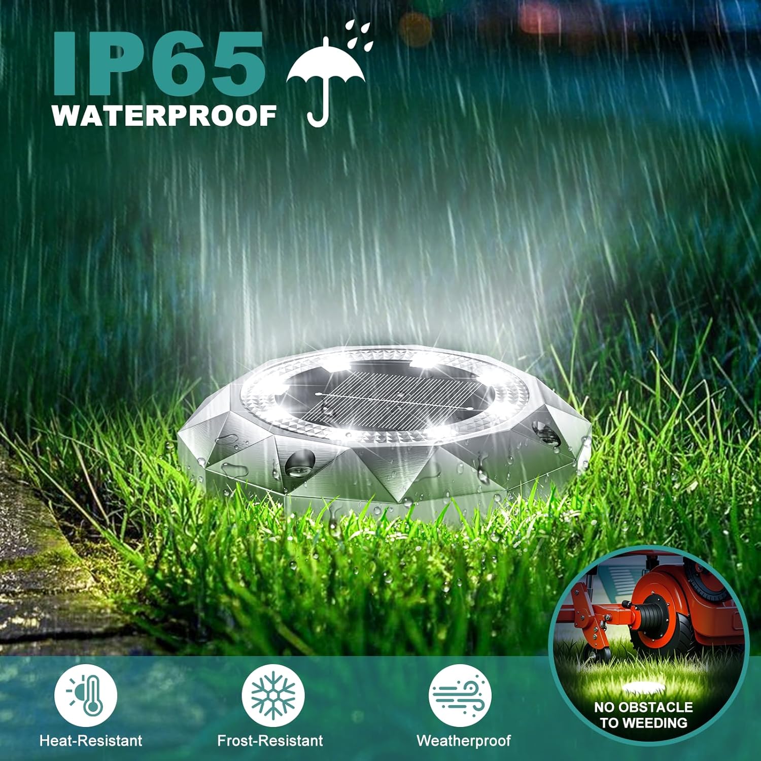 Thumbnail 2 de FIFlying 6 Pack Solar Ground Lights Outdoor: IP65 Diamond LED Garden Path Lighting