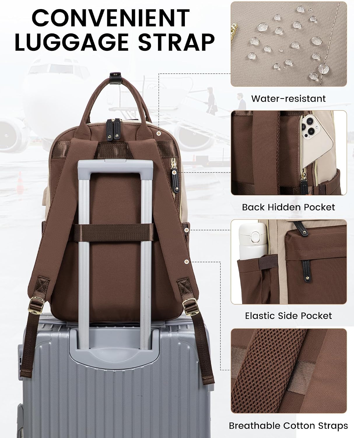 Thumbnail 4 de LOVEVOOK Women's Backpack: 15.6 inch Laptop, Waterproof, USB Port, Anti-Theft Rucksack