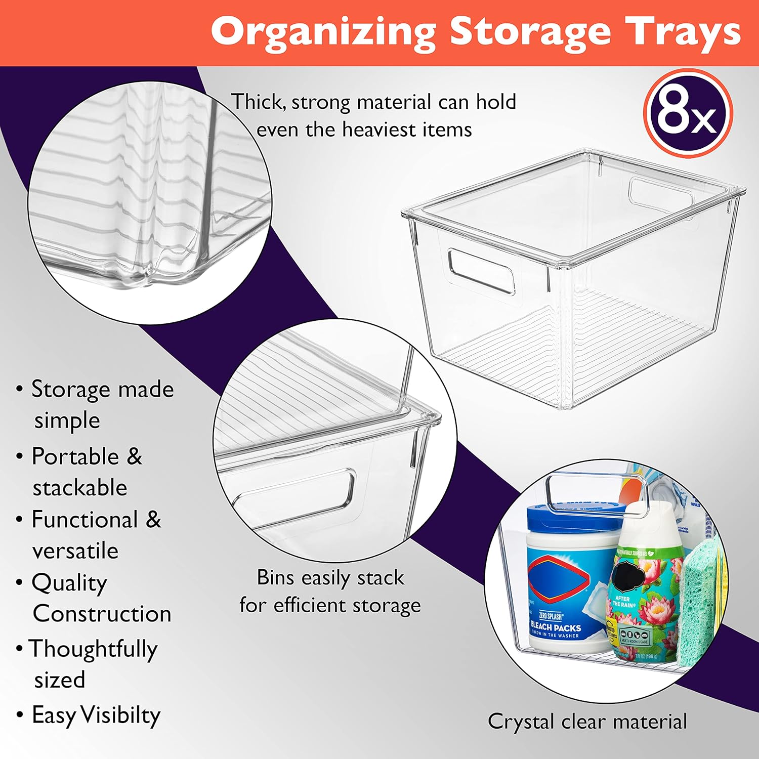 Detalle 2 de ClearSpace X-Large Plastic Storage Bins with Lids 🗂
