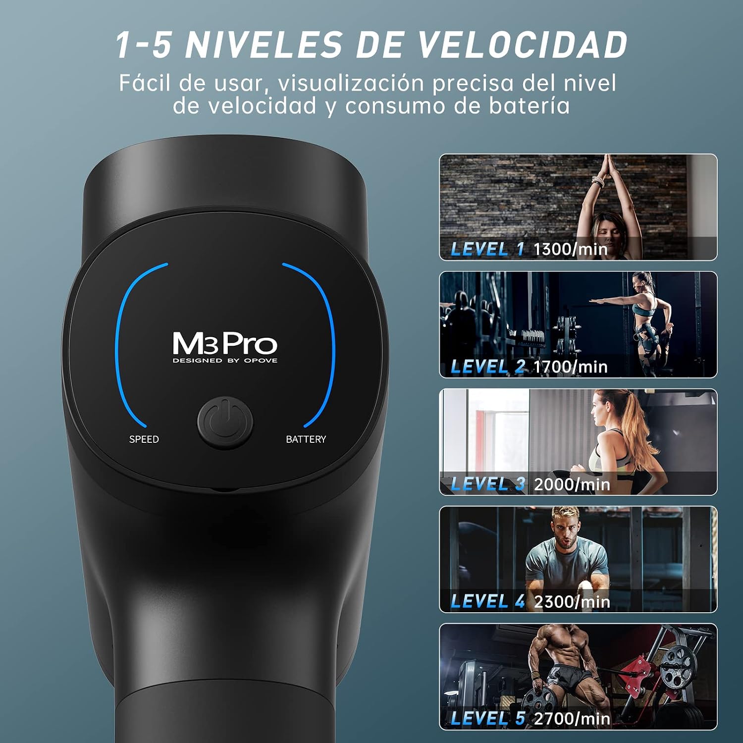 Detalle de opove M3 Pro 2 Pistola de Masaje 12 mm