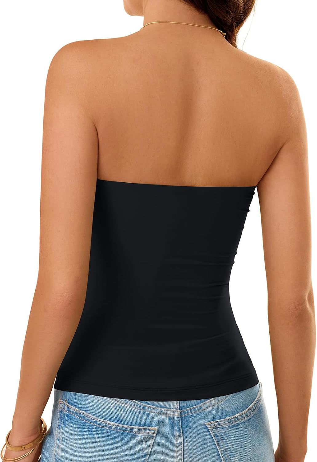Detalle de GKBK Women's Strapless Crop Top with Built-in Bra and Tube Tank Top