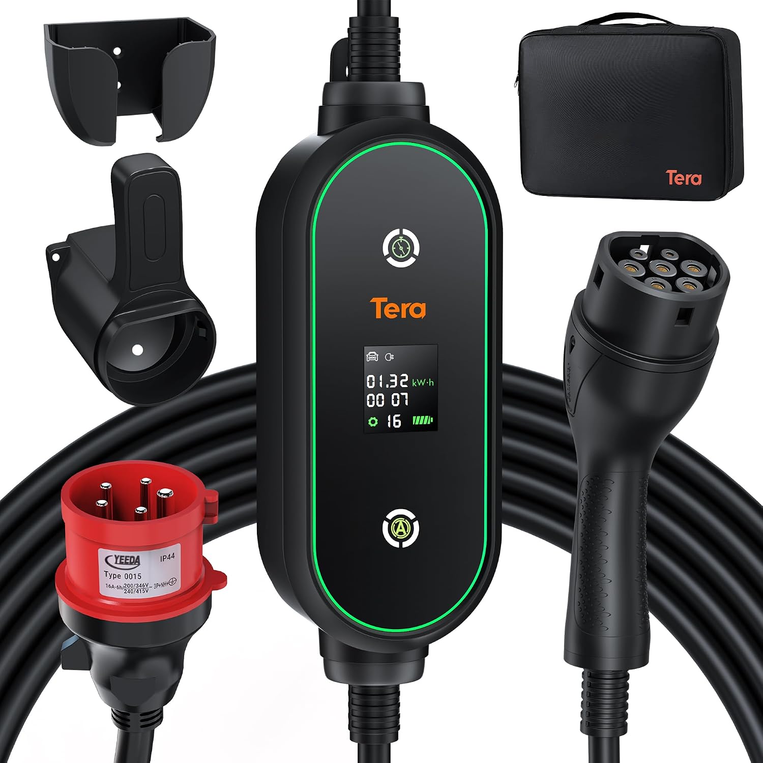 Detalle de Tera Mobile Wallbox Typ-2 tragbar – 11 kW, 3-Phasen, flexibel einsetzbar