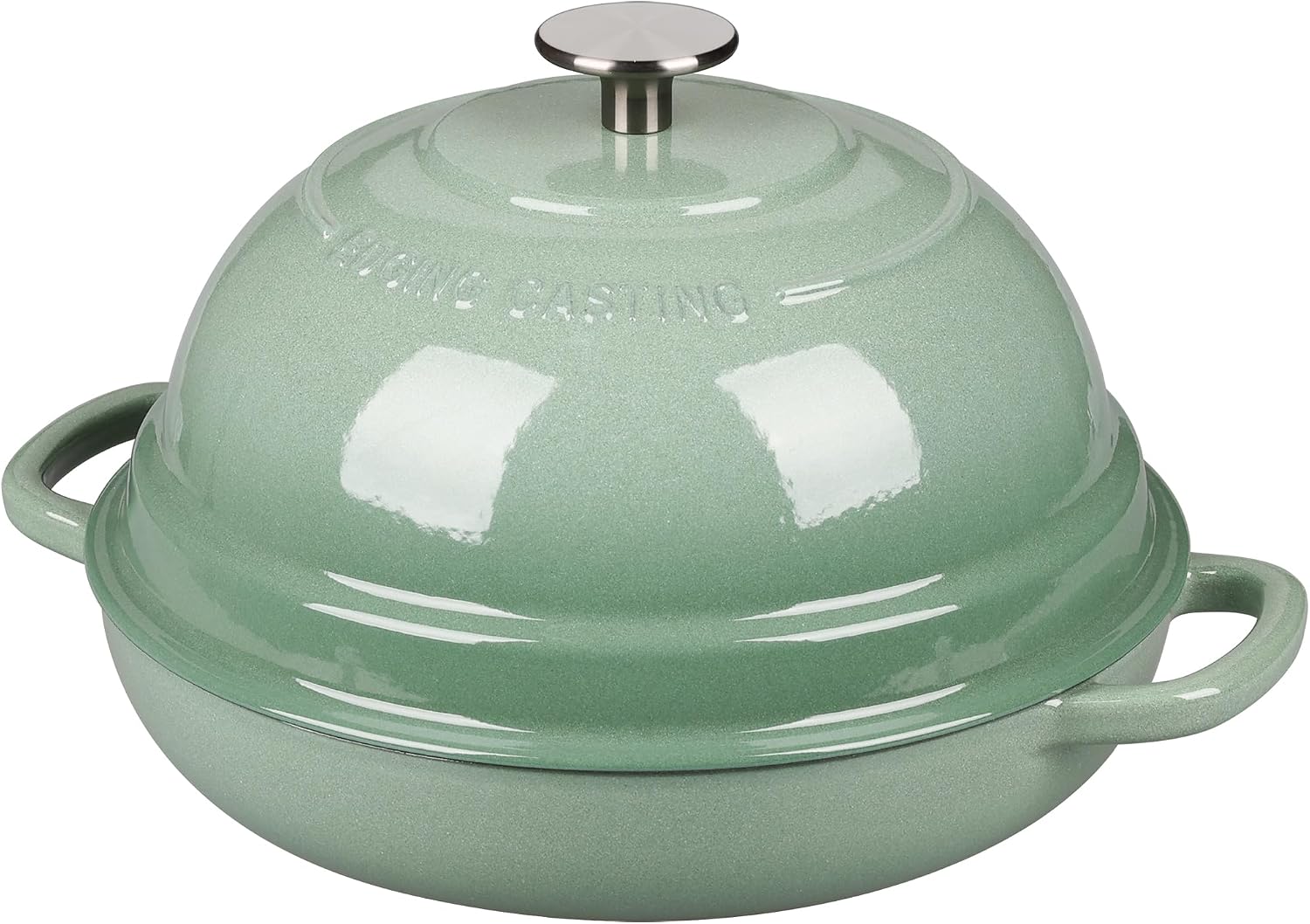 Detalle de Edging Casting Enameled Cast Iron Dutch Oven with Lid, 6-Quart Round Bread Oven for Sourdough (Sage Green)