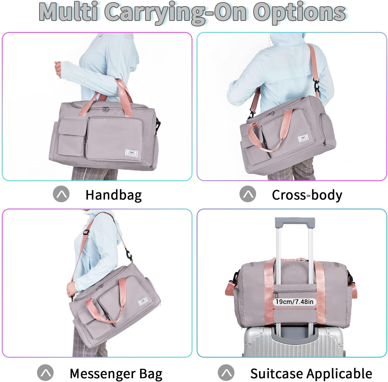 Detalle de Fioretto water-resistant sports gym duffle bag with shoes compartment and wet/dry pocket (45 x 24 x 28 cm, 30L)