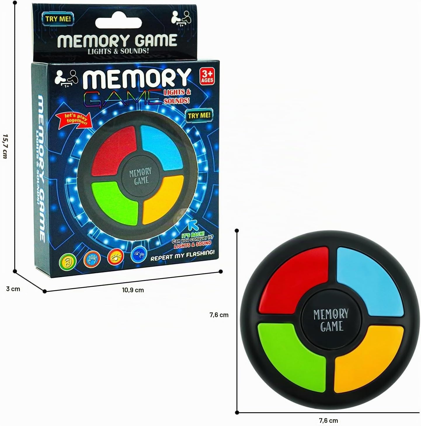 Thumbnail 5 de JoyJoyful elektroniskt minnesspel för barn med ljus och ljud