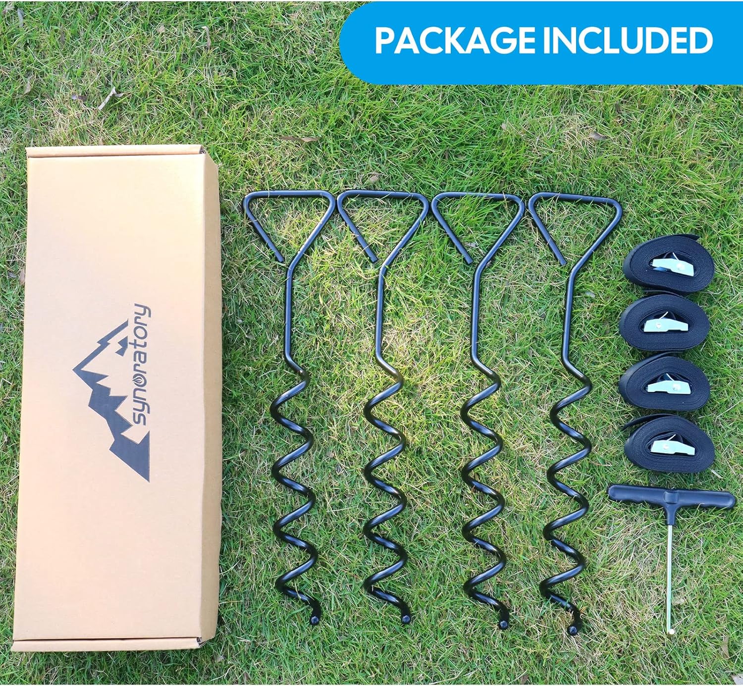Thumbnail 5 de synoratory Heavy Duty Trampoline Stakes Anchors: Galvanised Steel Ground Anchors for 10–15ft Trampolines