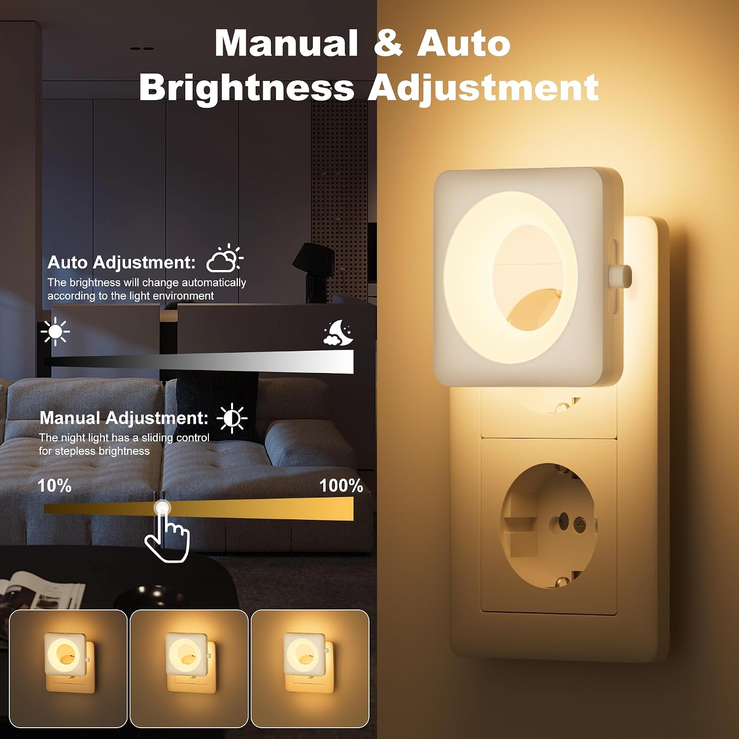 Detalle de Nachtlicht Steckdose LED Nachtlicht Kinder Dimmbar mit Dämmerungssensor, 2700K Warmweißes Steckdosenlicht ,Baby Night Ligh Augenschonendes LED-Licht für Kinderzimmer, Bad, Schlafzimmer, Flur, Treppen
Nachtlicht Steckdose LED Nachtlicht Kinder Dimmba…
