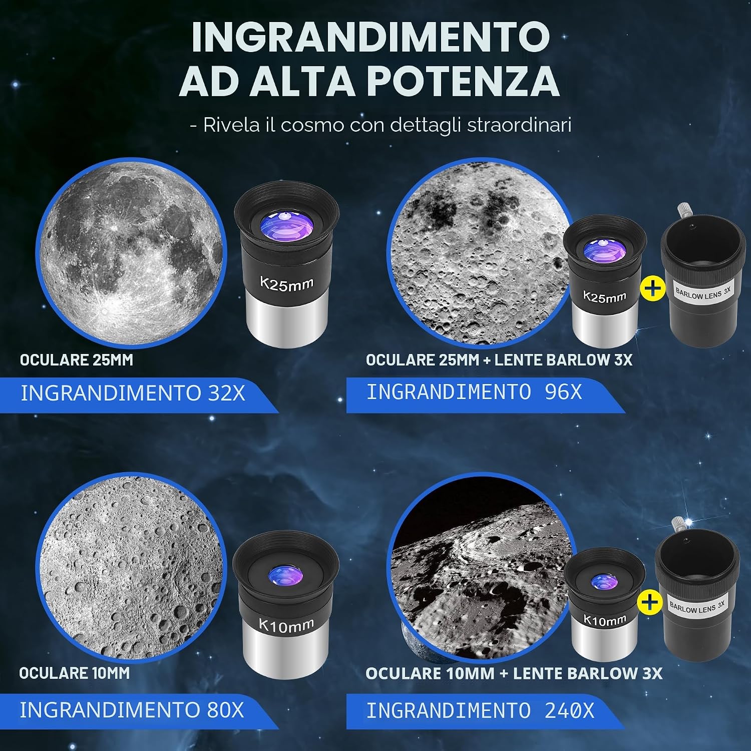 Detalle de MEEZAA 90 mm 800 mm telescopio astronomico