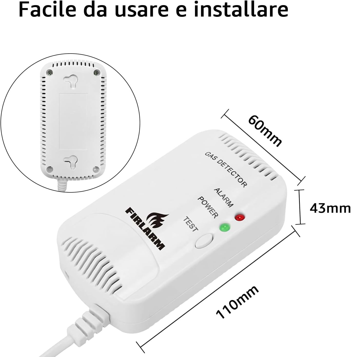 Detalle 2 de Firlarm Rilevatore di gas 85 dB 📟