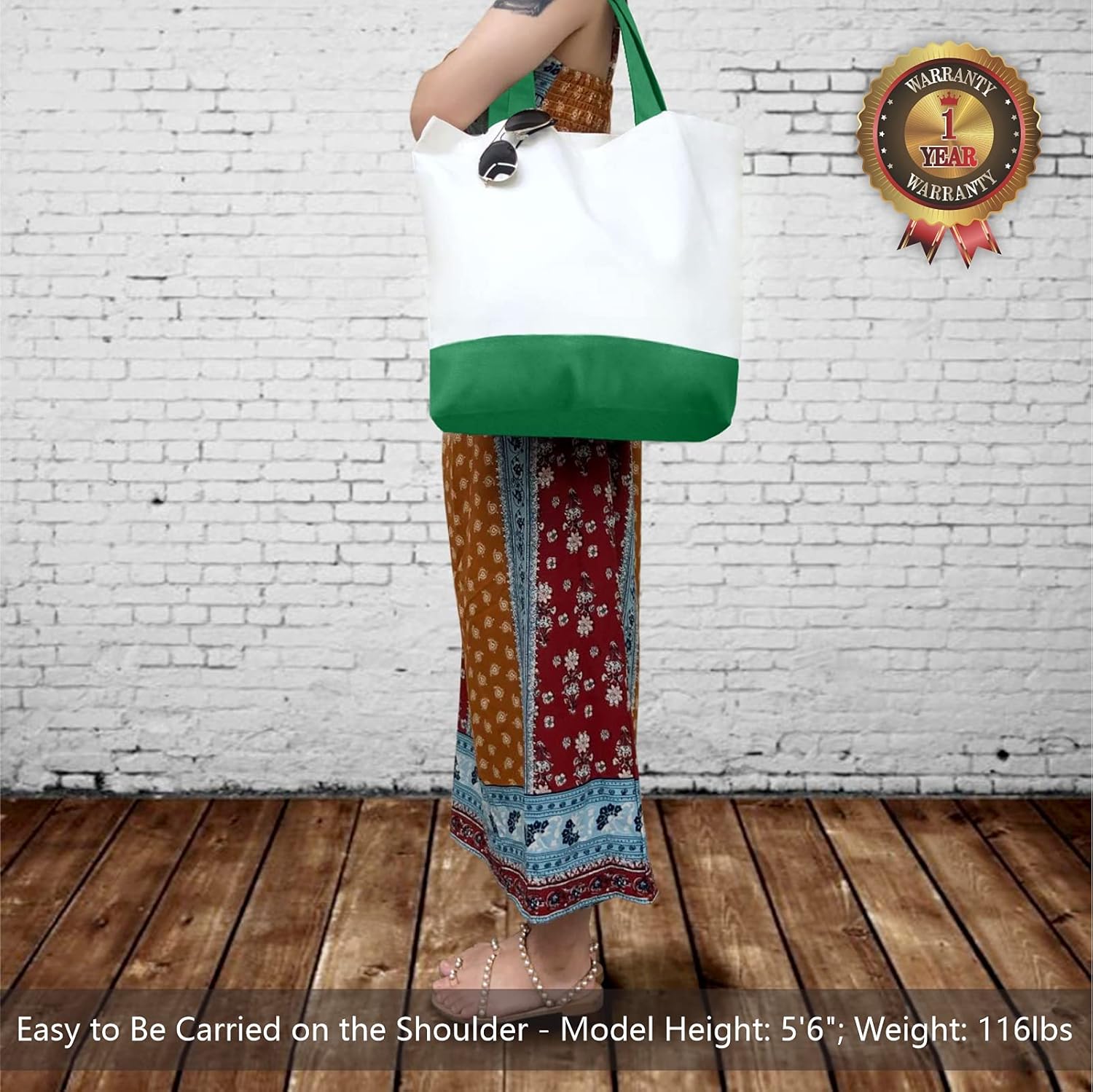 Thumbnail 1 de TOPDesign 1-Pack Super Strong Large 12oz Cotton Canvas Tote Bag (12oz canvas, two-tone handles)