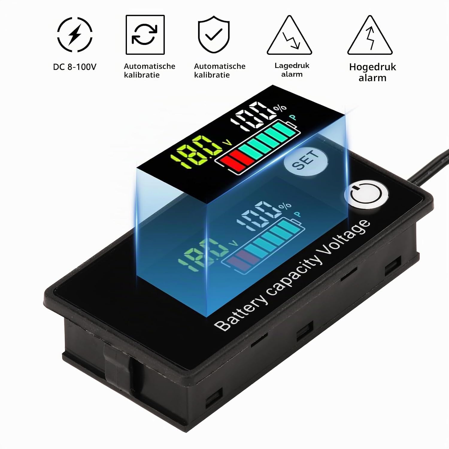 Thumbnail 5 de diymore Stijl 4 batterijmonitor, DC 8-100 V met kleurenscherm en alarm