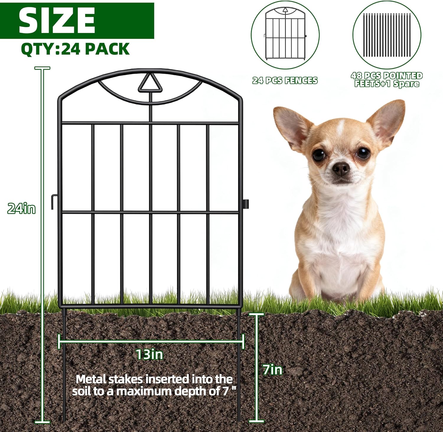 Thumbnail 2 de BOWDIMS,24 Panels Outdoor Decorative Garden Fence