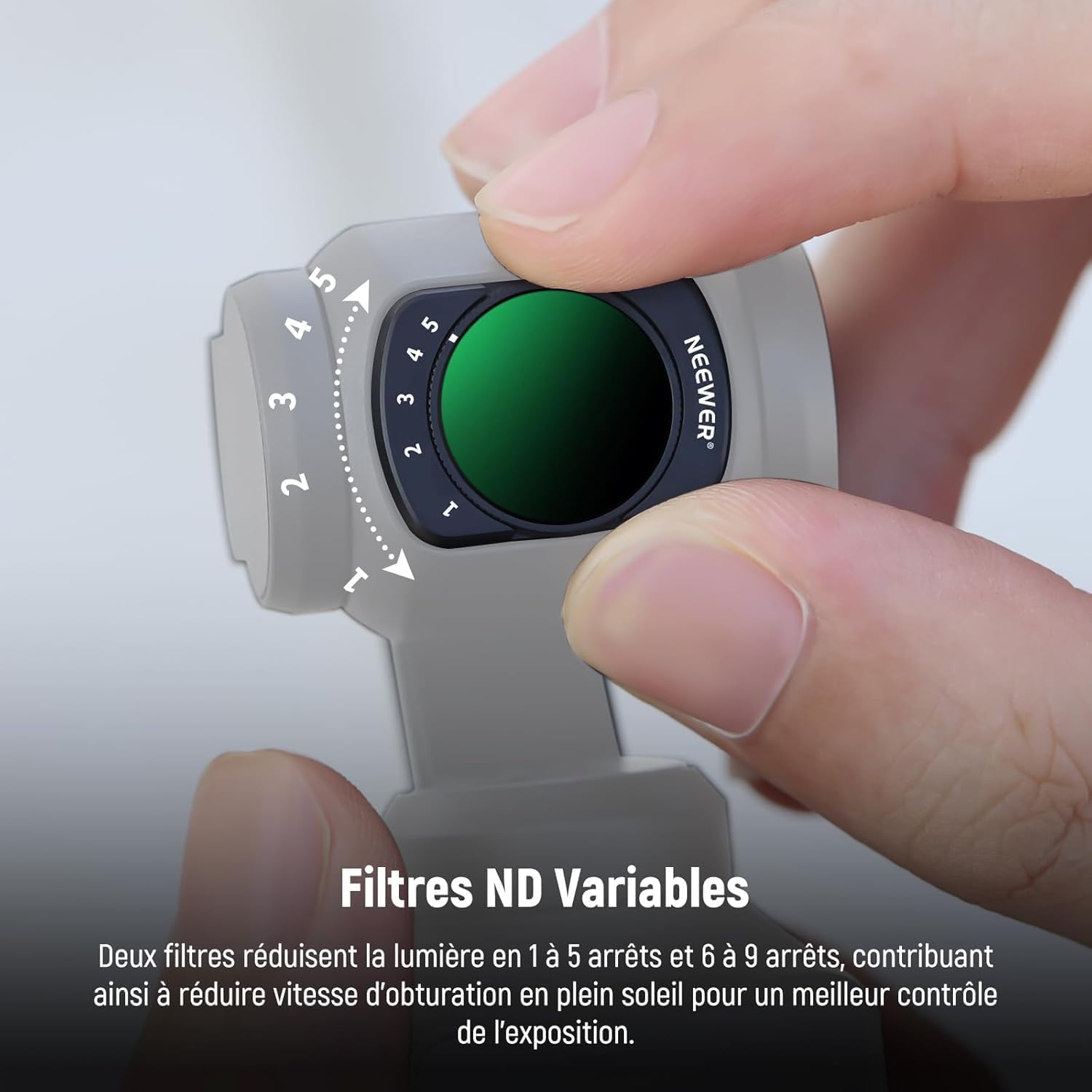 Detalle de NEEWER Kit de filtres ND variables ND2-32/ND64-512 pour DJI Osmo Pocket 4/3 Creator Combo